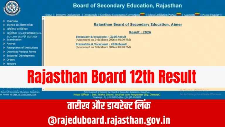 Rajasthan Board 12th Result